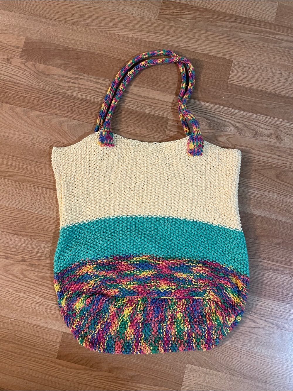 Handwoven Multicolor & Cream Tote boho style Bag - Picture 3 of 8